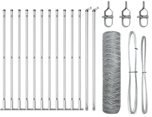 vidaXL Fence Post Silver, Garden and Terrace Fencing, Rectangular Metal Posts, Modern Outdoor Barriers, Property Boundary Marker Installation