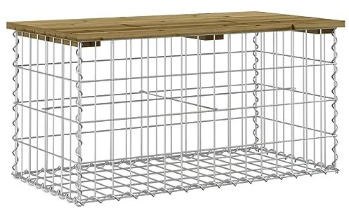 Eleganz Banc de jardin en gabion avec pin imprégné - Siège de jardin durable pour terrasse et jardin - 83 x 44 x 42 cm
