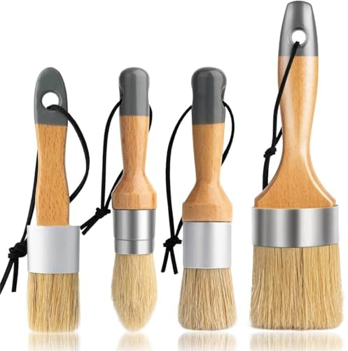 YiBaiBrush 4 Pack Chalk Paint and Wax Brushes for Furniture DIY