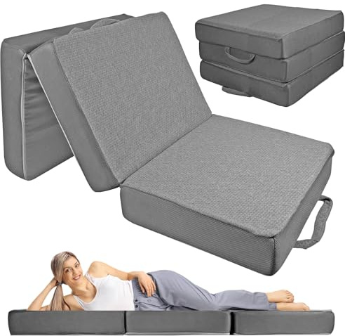 Klappmatratze Faltmatratze 190 x 96 x 15 cm | 3-teilige Gästematratze & Campingmatratze | Extra dick (15 cm) | Mit waschbarem Bezug | Für Erwachsene, Reisen, Gäste, Kinder