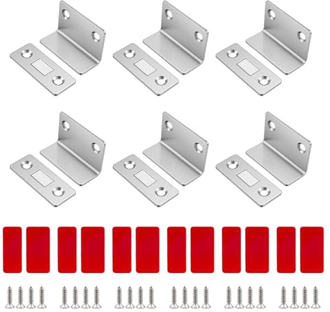 6 imanes magnéticos para puertas de armario, ultrafinos para puertas de armario, cierre magnético para puerta de armario, cierre magnético y tornillos