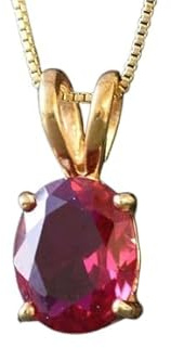 Halskette mit natürlichem Rubin-Anhänger für Frauen – echter Edelstein – Juli Geburtsstein Schmuck – zierliche Halskette aus Sterlingsilber/Gold