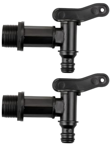 Hopzab 2 PCS Water Butt Tap Replacement, Leakproof Watering Butt Taps with Hose Connector, Threaded Plastic Faucet, IBC Tank Fitting Adapter, for Rainwater Collection and Storage Use.