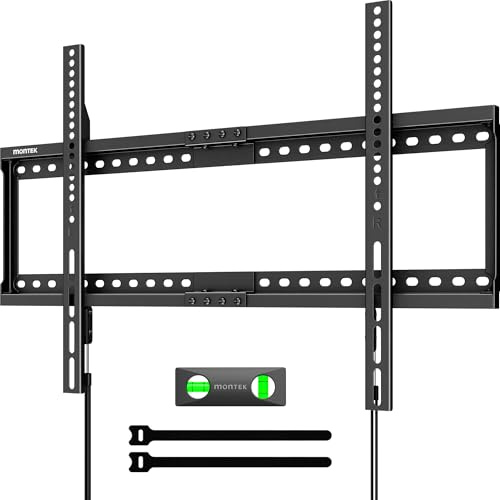 monTEK Heavy-Duty Fixed TV Wall Mount for 37-86 TVs, Low Profile 28mm | Holds up to 75kg, Anti-Drop Edges & Pull Cords, Easy 3-Step Installation, Max VESA 600x400mm, Wood Stud & Concrete Wall