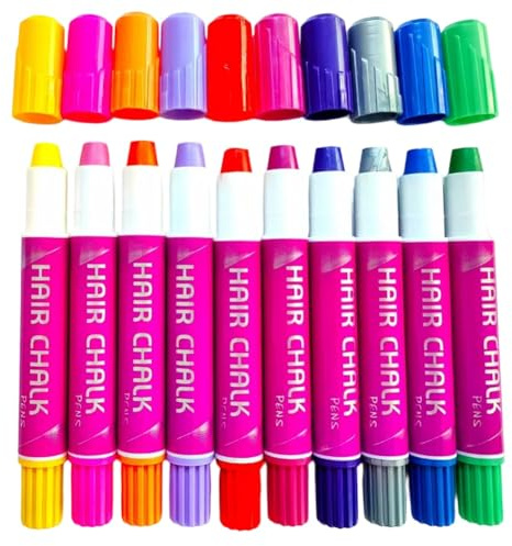 Ounfhtrttk Einweg Waschbare Haarkreide Stift Set mit 10 Stück Temporäre Farbstoffe für Halloween, für Festivalpartys und Cosplay