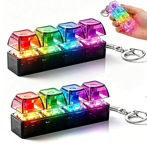 2 Stück Tastatur Fidget Spielzeug, Fidget Toys, Fidget Toy Erwachsene mit LED Licht,Tastatur Fidget Toy Clicker Schlüsselanhänger, Clicker Stress Spielzeug für Erwachsene Kinder Büro Schule (Black)