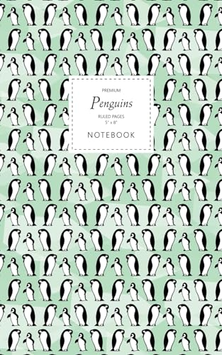 Penguins Notebook - Ruled Pages - 5x8 - Premium (Spring Green)