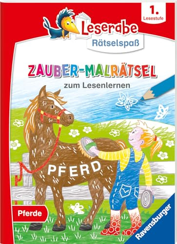 Ravensburger Leserabe Zauber-Malrätsel zum Lesenlernen: Pferde (1. Lesestufe), Zauberpapier-Malbuch, Rätsel, Lesen lernen Vorschule, Rätselbuch ab 6 Jahre