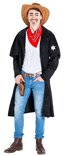 dressforfun Herrenkostüm Cowboy | Trenchcoat + rotes Halstuch | Sheriff Cowgirl Faschingskostüm (XL | Nr. 300572)