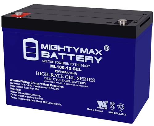 Mighty Max Battery ML100-12 GEL - 12 Volt 100 AH, GEL Type, Internal Thread (INT) Terminal, Rechargeable SLA AGM Battery