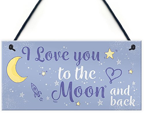Red Ocean Love You To The Moon And Back Hanging Sign Friendship Gift Mum Daddy Sister Love Present