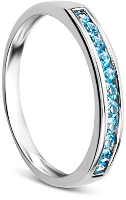Orovi Schmuck Damen blauer Topas Ewigkeitsring aus Weißgold 9 Karat (375) Gold