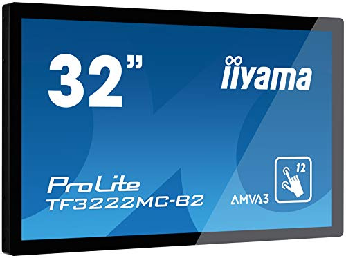 iiyama Prolite TF3222MC-B2 80cm (31,5 Zoll) AMVA3 LED-Monitor Full-HD Open Frame 12 Punkt Multitouch kapazitiv (VGA, DVI, USB für Touch, IP54) Schwarz