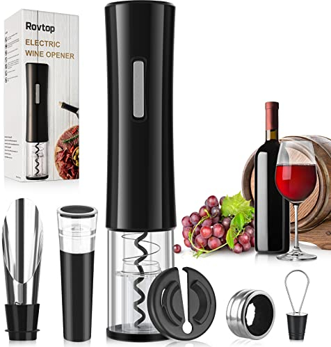 Tire Bouchon Électrique - Rovtop Ouvre Bouteille, Alimenté par pile AA, avec coupe-capsule, Verseur de vin, Cadeau ldéal pour amateurs, Coffret Cadeau de Noël de Fête