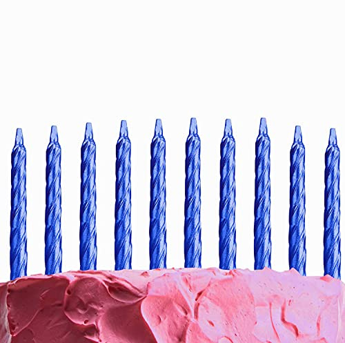 10pcs Spiral Royal Blue Candles for Birthday Wedding Anniversary Dinner Party Cake Topper Table Decorations