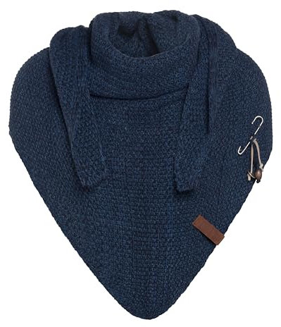 KNIT FACTORY - Dreiecksschal Coco - Damen Strickschal mit Wolle - Umschlagtuch für den Herbst und Winter - Winterschal - Dreieckstuch - Hochwertige Qualität - XXL Schal - 190 x 85 cm - Jeans/Navy