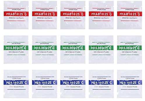 15er-Pack Pufferpulver für pH-Meter 4.01, 6.86, 9.18, pH Kalibrierpulver, pH Buffer Powder
