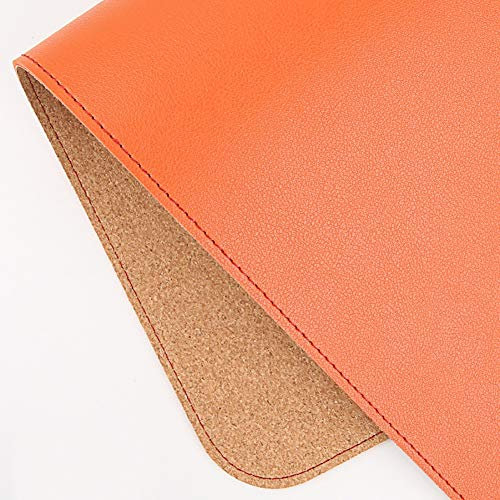 Ruby Lil Schreibunterlage aus Naturkork und Leder, für den Schreibtisch, multifunktionale Schreibtischunterlage, Mauspad, PU-Leder, Orange, 78,7 x 40,6 cm