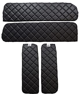 KRAM-TRUCK Fensterblende Gesteppte 4 Stück, Kompatibel mit MAN TGA/TGX hohes Fahrerhaus, Schwarz, Lederimitat auf Schaumstoff 10 mm, Fensterabdeckung, Hygienezertifikat