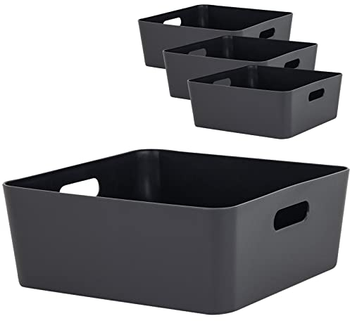 4x Ordnungsbox - 12 cm hoch - anthrazit - 30x 30 cm - Ordnungskorb - Regalorganizer Wandregal