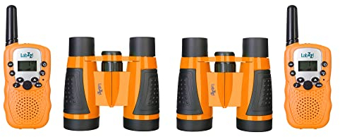 Levenhuk LabZZ WTT10 Kinder-Entdecker-Set mit 2 Walkie Talkies und 2 Ferngläsern für Spiele und Aktivitäten im Freien, Orange