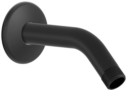 Bras de douche et bride, en laiton, 15,2 cm, montage mural pour pommeau de douche fixe de salle de bain et pommeau de douche à main (noir mat)