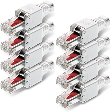 NEXMEX 8x RJ45 CAT 6 Netzwerkstecker werkzeuglos Stecker für CAT6 CAT6A für Netzwerkkabel