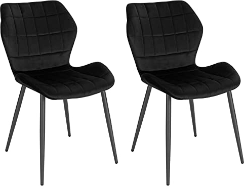 WOLTU Esszimmerstühle 2er Set, Küchenstuhl, Polsterstuhl, Wohnzimmerstuhl mit Rückenlehne, gepolsterter Stuhl mit Samtbezug, Metallbeine, Schwarz, BH356sz-2