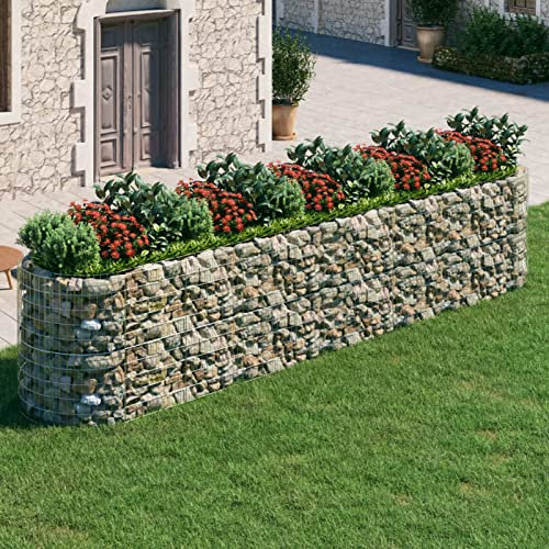 Tidyard Gabion Basket Planter Raised Bed Gabion Planter Basket Cages Mesh Wire Stone Basket Galvanised Iron 500x100x100 cm