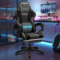 ELFORDSON 2-point Massage Gaming Chair with Extra Large Lumbar Cushion, Ergonomic Computer Gamer Chairs High Back 150° Recliner Adjustable, Grey & Black