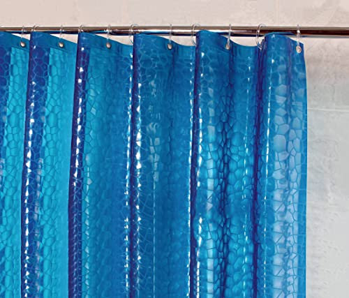 VENICE COLLECTIONS Doublure de rideau de douche 3D semi-transparente lourd en PEVA imperméable avec œillets en métal et aimants lestés 177,8 x 182,9 cm avec crochets Cube d'eau Bleu marine