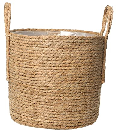 DOITOOL Wicker Plant Basket, 25cm Retro Straw Flowerpot Woven Basket Multipurpose Indoor Plant Planter Home Decor Storage Container