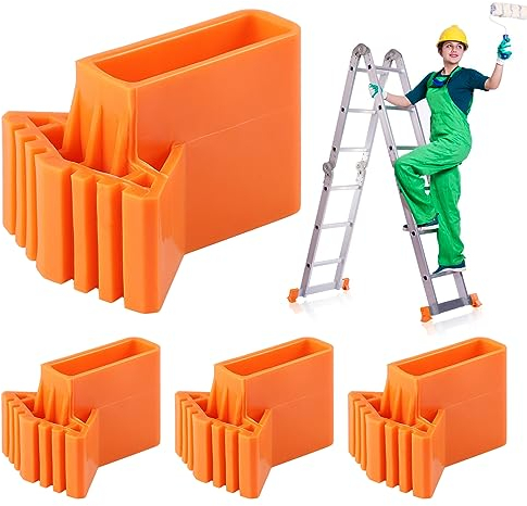 Couvre Pieds D'échelle 4 Pièces, SWAWIS Pieds D'échelle Antidérapants en PVC, Pieds D'échelle de Rechange, Échelle Pieds Couvre pour Échelles Télescopiques Échelles, Petit(Orange)