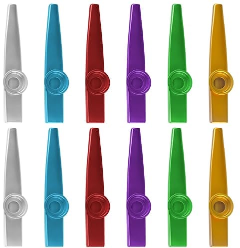 Kazoo Set aus Metall, 14Pcs Kazoo Musik Kazoo Instrument, Kasu Musikinstrumente aus Aluminiumlegierung Kazoos Metall in 7 Farben für Party Geschenke, Nasenflöte für Kinder, Musikliebhaber, Anfänger