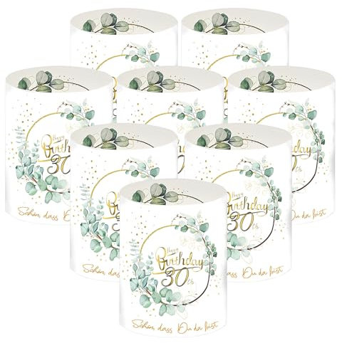 ALLAVA 8 Stück Windlichter Tischdeko 30 Geburtstag Deko, Deko 30 Geburtstag Mann Frau, Happy Birthday Tischdeko Geburtstag, Schön DASS Du Da Bist, Geeignet für Teelichter oder Kerzen