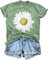 Damen Sonnenblume T-Shirt Frauen Tshirt mit Sonnenblumen-Motiv Sommer Kurzarm Shirt für Frau...… (Grün-a,M)