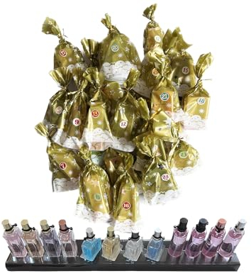 166,64€/L Weihnachtskalender mit 24 Trend Düften für Damen & Herren MIX Adventskalender Miniatur Parfüm Kalender Säckchen