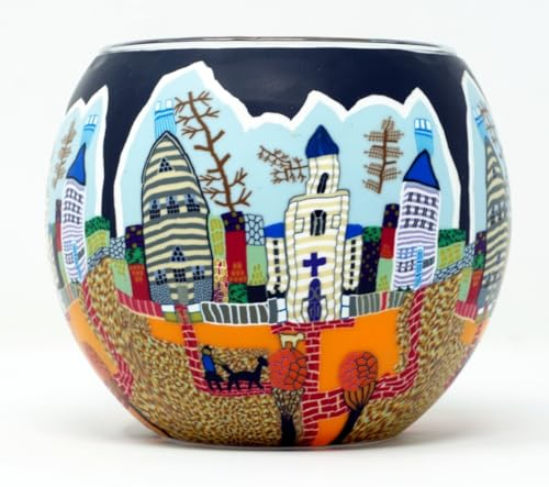 Windlicht Dorf Kirche Stadt Teelichthalter Leuchtglas Kerzenhalter Teelicht