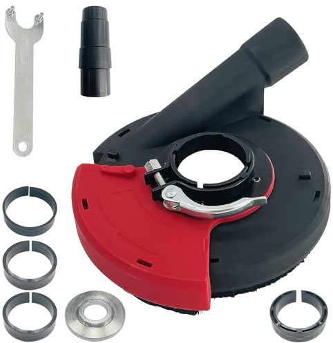 Sutekus Dust Shroud for Angle Grinder 4.5/5 inch Universal Surface Grinding Shroud with Accessories for Various Surfaces, Red
