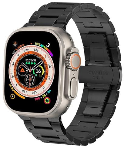 Cinturino in Titanio per Apple Watch Ultra 2/Ultra 49mm 44mm 45mm 46mm 42mm 41mm 40mm 38mm, Ultraleggero, Anti-Rash, Forte, Facilmente Regolabile, Disegno Speciale per Series 10/9/8/7/6/5/4/3/2/1/SE