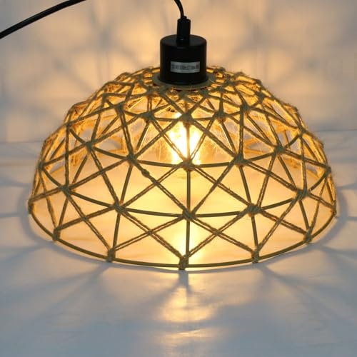 Osasy Pendant Light,Plug in Pendant Lights with Hemp Rope Lamp Cover Shade,Boho Plug in Ceiling Light Fixtures for Kitchen,Bedroom