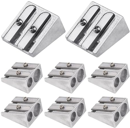 Doppelloch Bleistiftspitzer, 8 Stück Magnesium-Bleistiftspitzer Hand-Bleistiftspitzer, Metall Doppelspitzer Bleistiftspitzer Aus Metall Für Normalstarke Und Dicke Stifte (Geeignet Für 8mm Und 11mm)