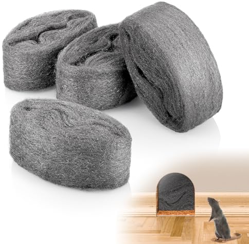 JIZZU 4 Rouleaux Laine d'Acier Grade 000, Paille de Fer Laine D'acier Anti Rongeur, Fil de Nettoyage Wire Wool pour Nettoyage Polissage Entretien et Finition du Bois