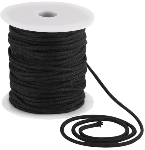 GORGECRAFT Corde en Coton Noir de 4mm*33m Cordon de Serrage Doux Cordes de Rechange pour Macramé Bordure Passepoilée en Coton Fil de Coton Rond Passepoil Polyvalent pour Projets D'Artisanat Crochet