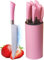 Kitchen Knife Set, 7-Pieces Pink Non-Stick Chef Knife Set with Storage Block, PP Handle Ultra Sharp Stainless Steel Cooking Knives with Present Box for Girls Women