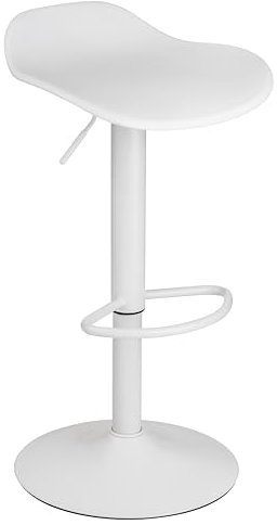 Baroni Home Sgabello Girevole con Altezza Regolabile, Fondo Antigraffio e Poggia Piedi, Per Cucina, Ristorante e Bar, Leggero e Montaggio Facile, 40x40x64-86 cm, 1 Pezzo, Bianco