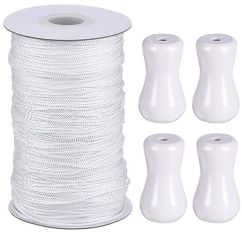 Kit di corde per tende a pacchetto da 50 m, con 4 pomelli in legno, per fai da te e tende