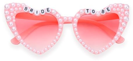 Etercycle Herz Sonnenbrille, Bride To Be Brille, Mode Hochzeitsdeko Herzbrille JGA Deko für Braut Junggesellenabschied Frauen Hochzeit Party (Rosa Perlen)