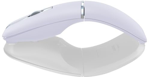 ACOZYKITTEN Arc Bluetooth Mouse, Ultra-Slim Rechargeable Rotating Wireless Curved Mice, Dual Mode (BT5.0/3.0+2.4G), Portable Travel Mouse for Laptop, PC, Mac, iPad, Tablet, Chromebook - Lilac Purple