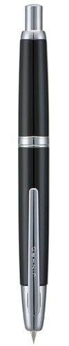 Jinhao 10 Press Füllfederhalter mit Box, Klavierschwarz Einziehbare extra feine Feder mit Tintenkonverter-Set (Silber Clip)